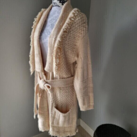ESQUALO Fringe Knit Cardigan Sweater NWT Women's Sz Lrg - Picture 12 of 14